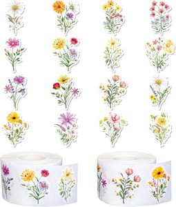 Wayildflower Stickers <b>Colorful</b> Floral Paper Decals Stickers for <b>Envelope</b> Scrapbook Spring Wedding Invitation Cards Birthd Party - Product Image 1