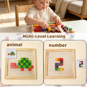 Bloques de Construcción de Madera Coloridos, Cubos para Contar, Reconocimiento de Colores, Clasificación, Apilamiento, Rompecabezas, Juguetes Educativos Tempranos para Niños de 4 a 6 Años - Product Image 2