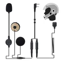 Headset Helm Sepeda Motor 2-Pin Speaker Ganda Desain Terbuka Tahan Air Mikrofon PTT Interkom Radio Dua Arah untuk Baofeng UV-5R