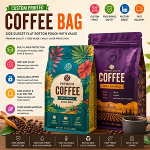 Bolsa de Café con Cierre Ziplock, Personalizada, de Plástico para Alimentos, con Fondo Plano, Pequeña, Laminada en Aluminio, con Válvula - Product Image 1
