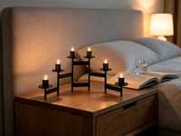Candélabre pliable en métal à 6 bras, porte-bougie conique noir, petit volume d'emballage, décoration de centre de table pour mariage, fête à domicile