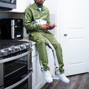 Fashionable Design Custom Logo Nylon Windbreaker Tracksuit Joggers Pants Two Piece Windbreaker <b>Set</b> 100% Nylon Tracksuits for Men - Product Image 2