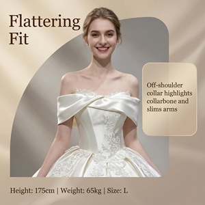 <span class=keywords><strong>Robe</strong></span> <span class=keywords><strong>de</strong></span> mariée vintage style palais en satin ivoire à épaules dénudées avec appliques en dentelle et longue traîne <span class=keywords><strong>pour</strong></span> <span class=keywords><strong>cérémonie</strong></span> <span class=keywords><strong>de</strong></span> <span class=keywords><strong>mariage</strong></span> - Product Image 4
