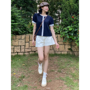 เสื้อยืดคอจีนทรงเข้ารูปสำหรับผู้หญิง ผ้าฝ้ายสีพื้น คุณภาพดีที่สุด เป็นมิตรกับสิ่งแวดล้อม แบบกระดุมติด บริการ ODM มีสินค้าในสต็อก - Product Image 1