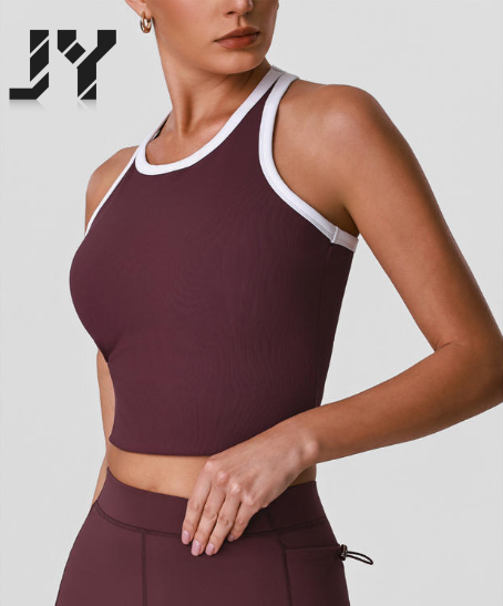 JY 2026 New Style Match Colors Round Neck Gym Vest for Yoga Clothes Sleeveless Quick Drying Top I Word Beauty Back Fitness Vest