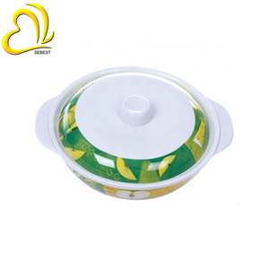 SEBEST Usine OEM ODM Mélamine Bol Restaurant Personnalisé Tous Les Jours Craquelé Glaçure Rond Blanc Vert Mélamine Mélange Bol à Soupe avec Couvercle - Product Image 2
