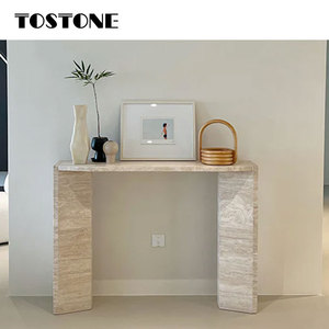 Tostone <span class=keywords><strong>Table</strong></span> <span class=keywords><strong>console</strong></span> moderne en travertin beige naturel de dinde pour hall d'entrée, meubles de hall d'hôtel de l'usine directe - Product Image 2