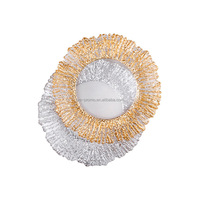 Vente en gros de table de mariage, plaque de chargeur en verre clair argent or