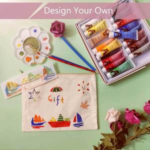 Custom Cotton Canvas DIY Craft Zipper Bags Pouches Pencil Case Makeup Cosmetic <b>Toiletry</b> Stationary <b>Storage</b> - Product Image 5