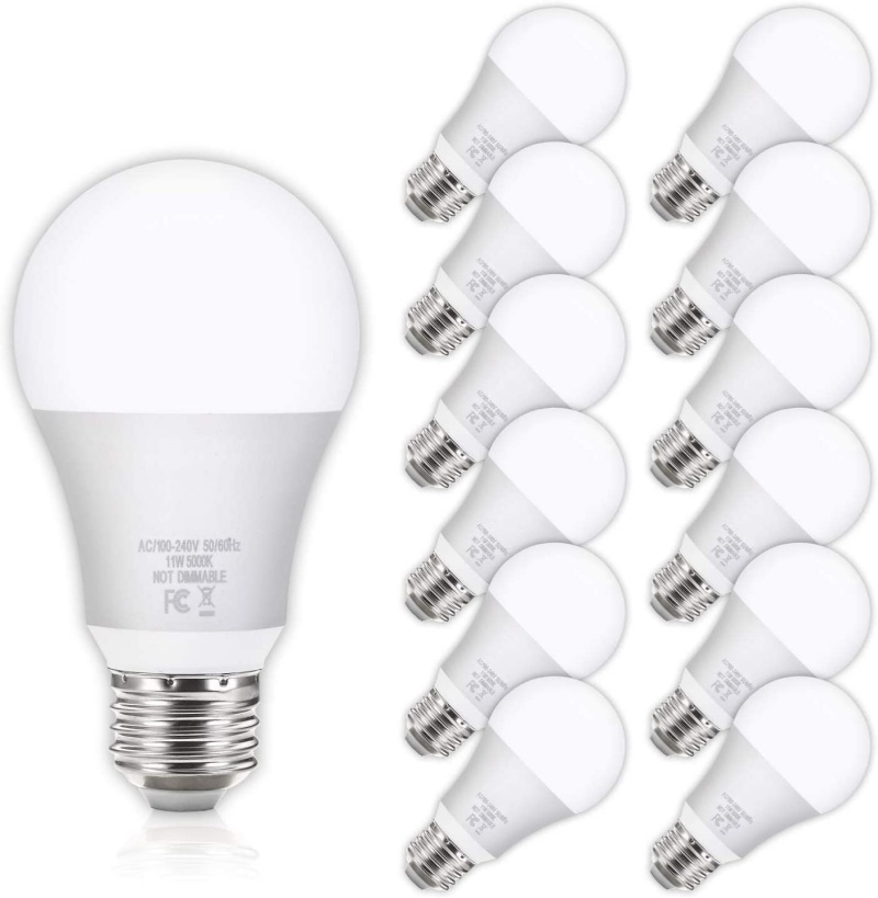 LED Bulbs 100W Equivalent 1100LM A19 11W Daylight White E26 Non-Dimmable No Flicker 12PCS for Home Office