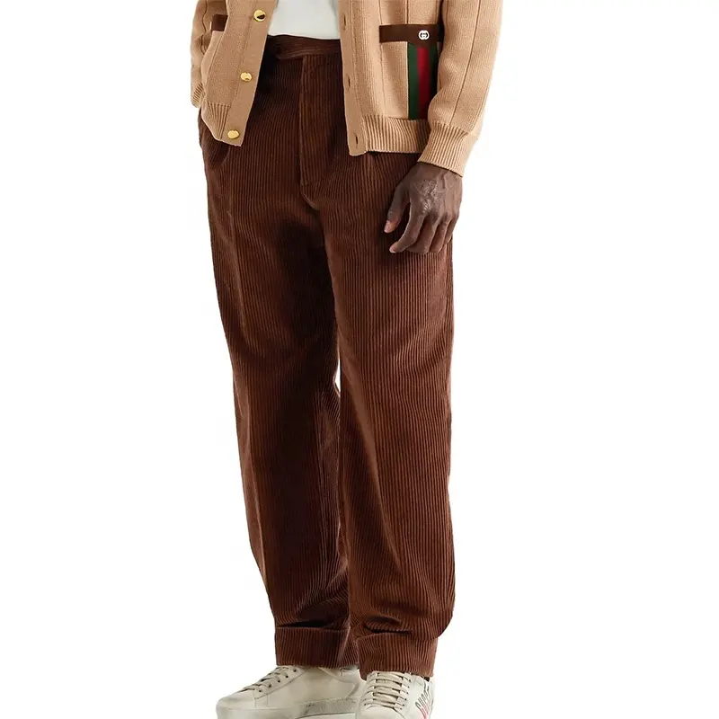 Custom street wear men loose pleated cotton Corduroy Mid-weight track sweat trousers pants sweatpants