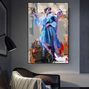 Figura abstracta de bailarina, pintura en lienzo, arte de pared, carteles, impresiones, imágenes de pared para sala de estar, bailarina de Ballet, decoración del hogar