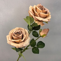 3 feuilles de tête Champagne Fendra Rose Bouquet de fleurs artificielles Décoration de mariage Arrangement floral