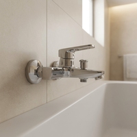 Robinet mitigeur de douche mural pour baignoire, finition chrome poli, avec inverseur à poignée unique pour salle de bain