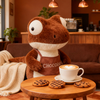Peluche grenouille mignonne en peluche, poupée aux grands yeux, douce, couleur chocolat, pour la vente en gros aux détaillants de cadeaux et la revente