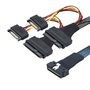 Кабель-жгут LP Low-Profile SFF-8654 с медной жилой и ПВХ-оболочкой, высокоскоростной, 8I 74P, 2x SFF-8639 U.2 + 15P, модель LY7355 - Product Image 5
