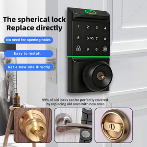 알루미늄 합금 볼 스마트 잠금장치 생체 인식 지문 터치 키패드 RFID 카드 노브 TTlock 투야 스마트 잠금 클라우드 앱 - Product Image 4