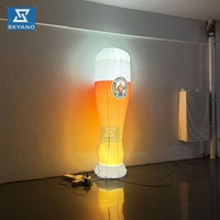 Modèle de tasse à bière gonflable géante pour l'Oktoberfest avec lumières, ballon gonflable pour festival de la bière, décoration gonflable pour bar