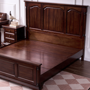 Lit double en panneaux de bois au <span class=keywords><strong>design</strong></span> contemporain pour <span class=keywords><strong>chambre</strong></span> principale, style campagnard, idéal pour grandes et petites chambres - Product Image 5