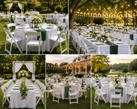 Chaises pliantes d'extérieur en résine blanches pour événements, empilables, pour location, idéales pour mariages et Wimbledon – Vente en gros