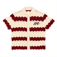 Pull-over d'été à rayures multicolores à coupe creuse Pull-over à col polo pour femmes/hommes Top-chemise en tricot unisexe