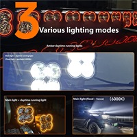 Barra de Luces LED de 4 Ojos para Techo, IP67 Impermeable, Modular, Lámpara Auxiliar para Portaequipajes, para Wrangler, Bronco, Tank300, Todoterreno, SUV