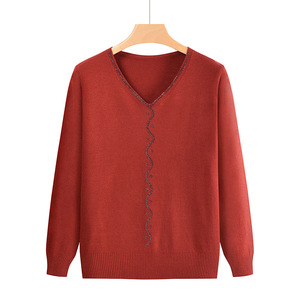 Maglione Lavorato a <span class=keywords><strong>Maglia</strong></span> con Effetto <span class=keywords><strong>Glitter</strong></span> e Perline Termosaldate, Scollo a V, Pullover per <span class=keywords><strong>Donna</strong></span> - Product Image 6