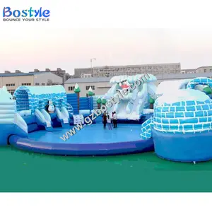 Gigante de tierra equipos de juego inflable del agua Parque piscina inflable con tobogán de agua para los niños adultos