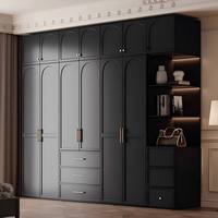 Système de dressing moderne avec étagères ouvertes, tringles de suspension et tiroirs de rangement, accessoires de placard, armoire de chambre personnalisée