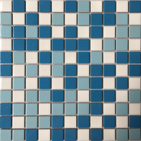 Carreaux de mosaïque en céramique moderne bleu brillant mer Carreaux muraux carrés antidérapants Surface en verre poli pour murs intérieurs pour la natation