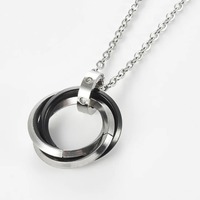 Collier pendentif en acier inoxydable avec trois cercles entrelacés pour hommes et femmes, combinaisons multicolores, breloques rondes, bijoux cadeau