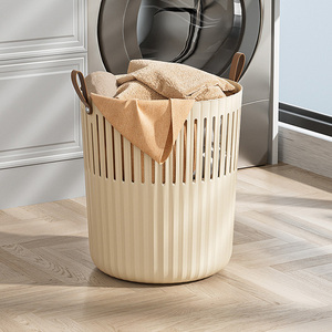<span class=keywords><strong>Cestino</strong></span> Organizzatore Moderno <span class=keywords><strong>Grigio</strong></span>, Contenitore Rotondo in Plastica con Manici Morbidi per <span class=keywords><strong>Bagno</strong></span>, Dormitorio, Soggiorno - Product Image 2