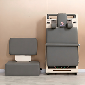 Reformer Pilates pliable en bois blanc, lit <span class=keywords><strong>de</strong></span> rééducation pour la maison et le studio, équipement <span class=keywords><strong>de</strong></span> fitness peu encombrant - Product Image 3