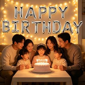 High-quality party supplies and decorations Happy Birthday Silver Balloon Letter Set 45CM 12 pcs Bag Party Decorations - Product Image 3