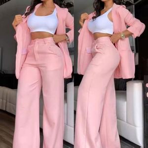 I-0591 Nuevo Estilo Europeo Americano, Conjunto de Blazer de 2 Piezas para Mujer, Color Sólido, Manga Larga, Botones, Solapa Corta, Cuello en V - Product Image 3