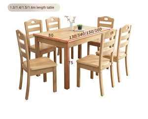 Ensemble de table à manger en bois sur mesure, table à cadre en bois massif avec chaises à dossier ergonomique pour salle à manger moderne - Product Image 5