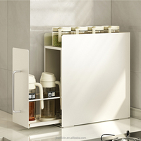 Étagère à épices en acier inoxydable à 2 niveaux pour cuisine, tiroir de rangement, étagère de cuisinière, organisateur noir anti-poussière pour porte de placard