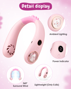 Vente en gros de ventilateur de cou pour enfants mignon Ventilateur de cou portable de voyage en plein air Ventilateur sans lame rechargeable pour enfants - Product Image 4