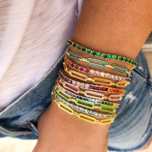 Brazalete de Cadena de Eslabones Abiertos Chapado en Oro, Color Caramelo, para Mujer - Product Image 1