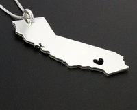 Collier Acier Inoxydable Bijouterie État Californie Charme État Carte Collier Coeur Colliers Bijoux