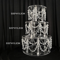 Ensemble de supports à gâteau en acrylique doré à 3 niveaux, style lustre, D20 D25 D32cm, élégant centre de table pour mariage, anniversaire, fête