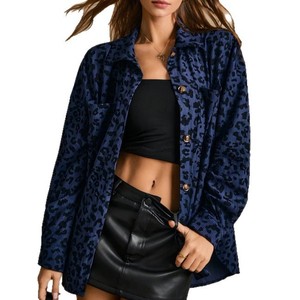 <span class=keywords><strong>Giacca</strong></span> Blazer da <span class=keywords><strong>Donna</strong></span> Autunnale Ecologica <span class=keywords><strong>in</strong></span> <span class=keywords><strong>Velluto</strong></span> <span class=keywords><strong>a</strong></span> <span class=keywords><strong>Coste</strong></span> 100% Cotone con Stampa Leopardata, Manica Lunga e Bottone Singolo - Product Image 5