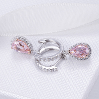 Bijoux Messi MSE-608 100% Argent véritable 2Ct Zircon cubique rose à haute teneur en carbone Bijoux fins Boucles d'oreilles pour rendez-vous galant ou mariage
