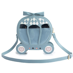 <span class=keywords><strong>Sac</strong></span> bandoulière <span class=keywords><strong>Cendrillon</strong></span> bleu clair, design citrouille 3D, motif rayé, mini <span class=keywords><strong>sac</strong></span> en PU durable avec fermeture magnétique - Product Image 1