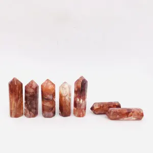 Wholesale natural crystal quartz tower healing crystal stones folk crafts hematoid quartz crystal point for decoration