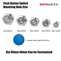 ONPOW 12mm 16mm 19mm 22mm 25mm 30mm Interrupteur à bouton-poussoir momentané en métal lumineux direct d'usine