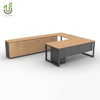 Bureau de direction en forme de L à finition chêne blanc simple IULTRA Montage facile et durable pour les meubles de bureau du PDG