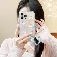 Coque de téléphone transparente souple avec lanière de suspension motif ours 3D coréen pour iPhone 18 17 Air 16 15 14 Pro Max 11 13 12 Plus – Housse mignonne