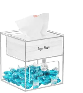 Acrylic Laundry Pod Holder and Dryer Sheet Holder, Clear Dryer Sheet Dispenser and Laundry Pods Container Double Layer Laundry R