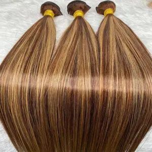 Brown Honey Blonde Highlight Farbe Echthaar Bündel Großhandel Fabrik preis Haar verlängerung
